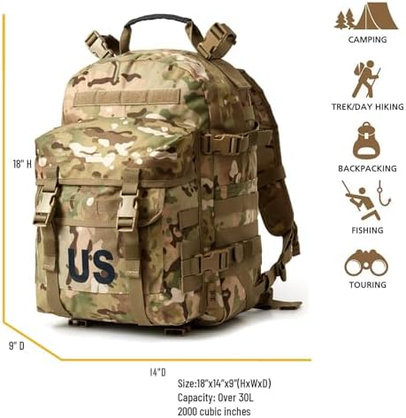 MT Military Army MOLLE 2 Tactical Assault Backpack, Rifleman 3 Day Pack, Medium Rucksack Multicam Camo
