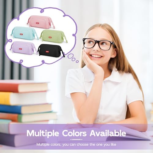 Mamowla Large Pencil Cases for Girls Super Big Pencil Case for Women Zipper Smoothy Pen Case Pouch Holder Stationery Organizer Duarable School Pencil Cases