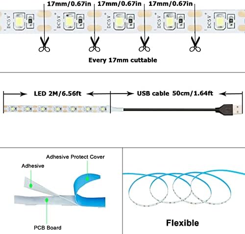 GOMING 5V USB LED Strip Light Red USB Powered 4M (2pcs x 6.6ft) 240LEDs Flexible SMD2835 No-Waterproof IP20 LED Tape Lights