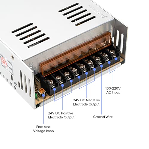 BTF-LIGHTING 24V 15A 360W Power Adapter Transformer Regulated Switch Power Supply AC110V-220V to DC24V 15A Converter LED Driver for LED Light Strip 3D