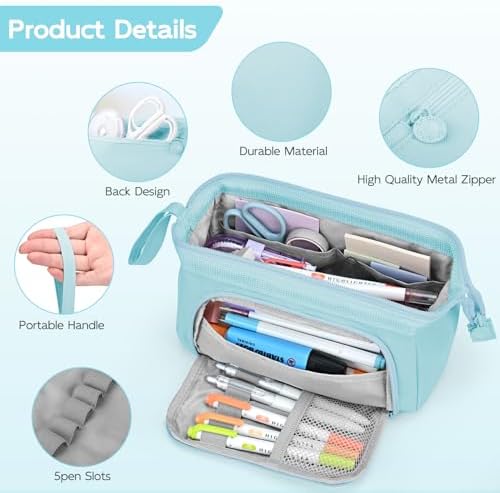 Mamowla Large Pencil Cases for Girls Super Big Pencil Case for Women Zipper Smoothy Pen Case Pouch Holder Stationery Organizer Duarable School Pencil Cases