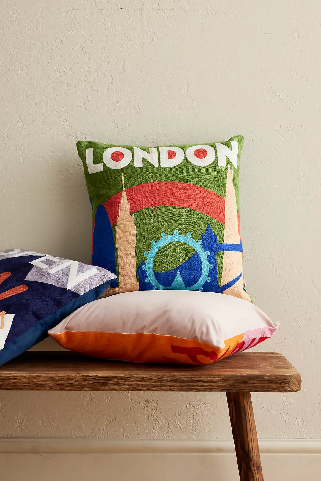 London Skyline Needlepoint Pillow