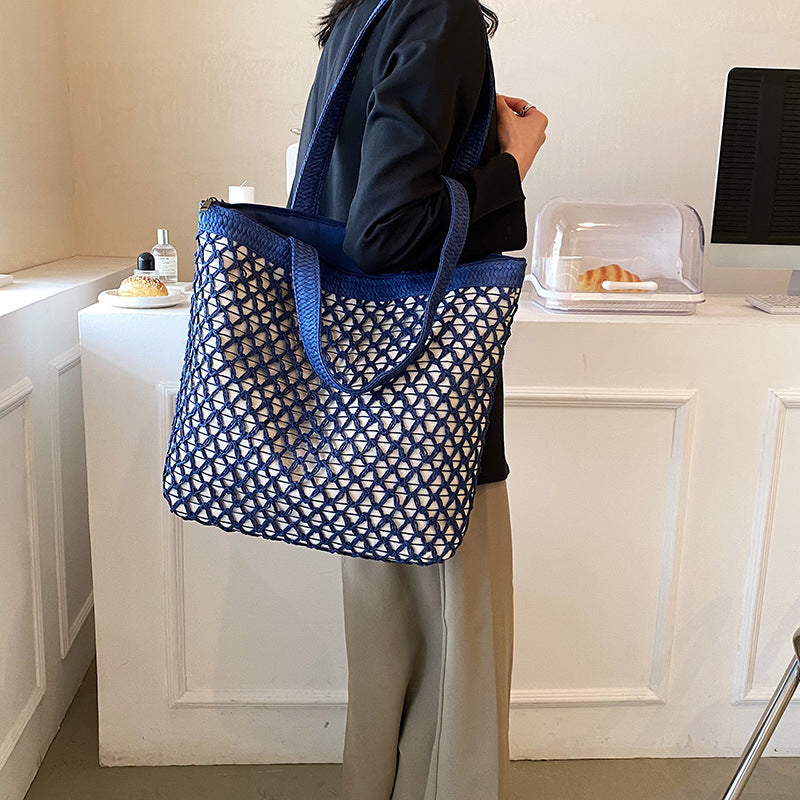 Women's Fashion Simple Straw Hollow Shoulder Bag