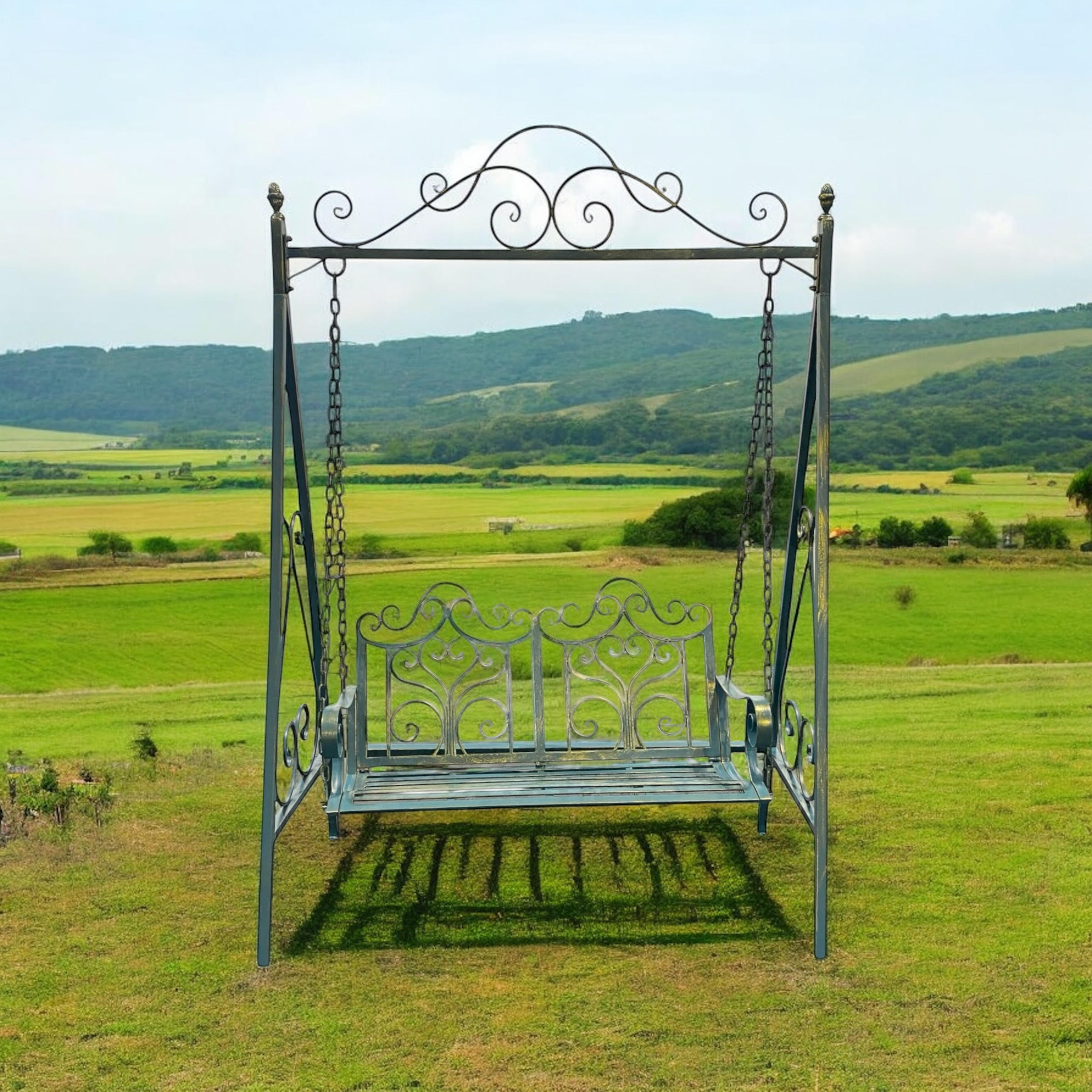 BLUE/GOLD METAL SWING BENCH