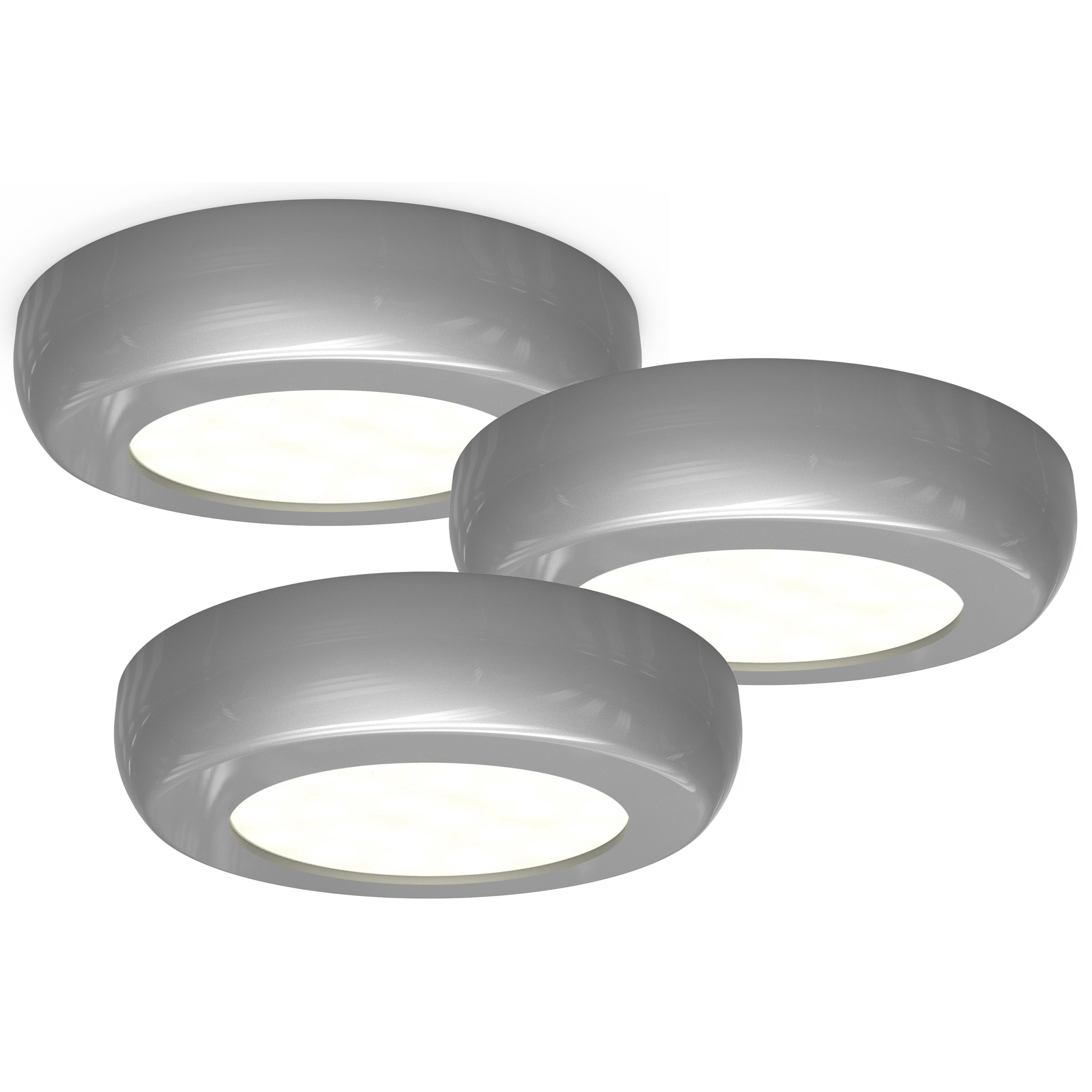 4lite Mains Powered Circle Cabinet LED Light - Silver
