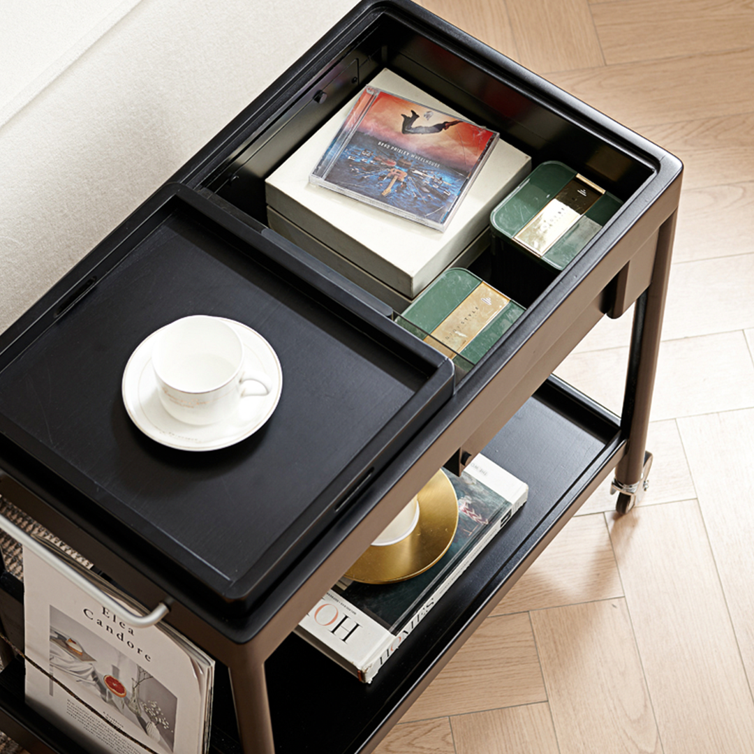Orion With Magazine Rack Side Table With Trolleys