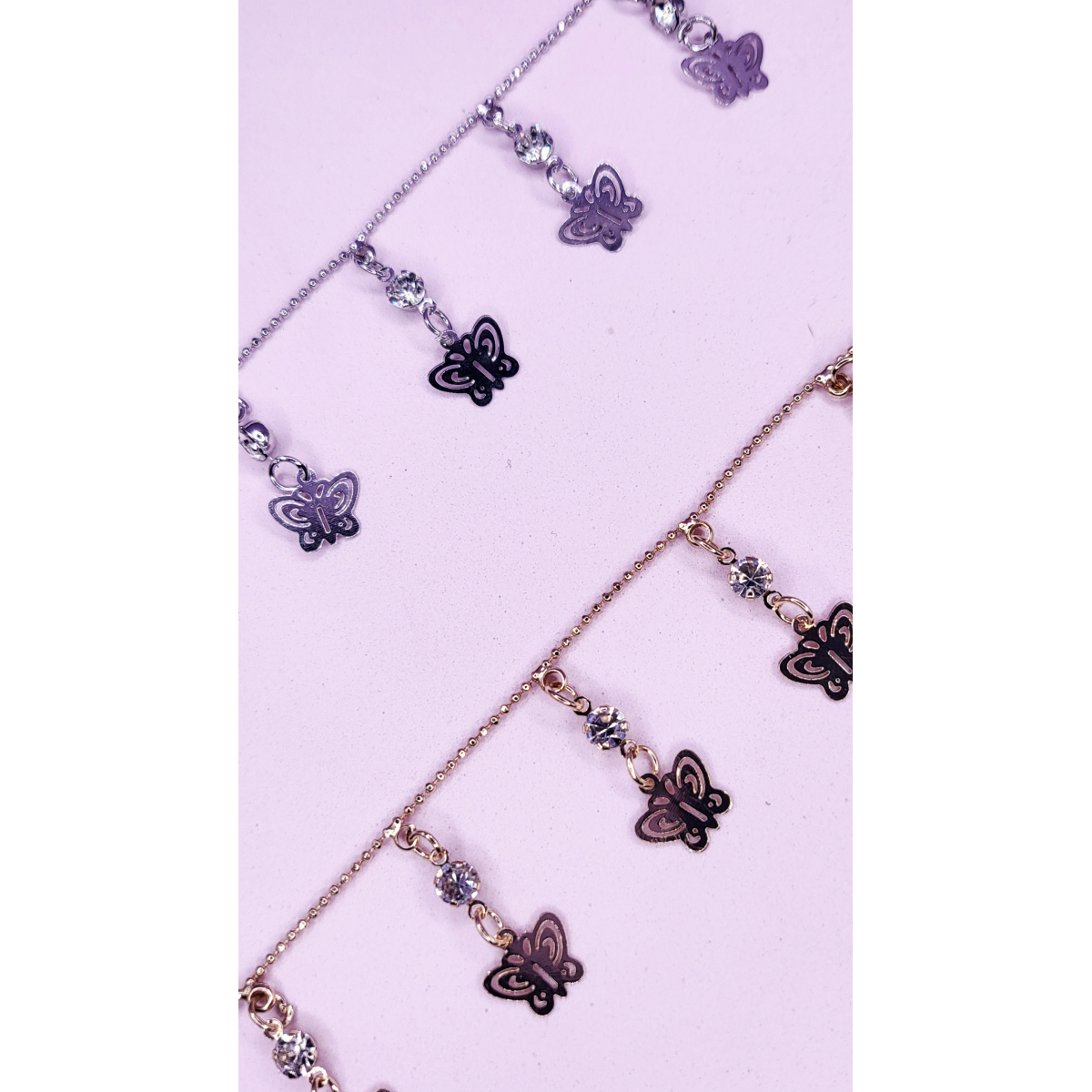 Crystal Butterfly Charm Anklet