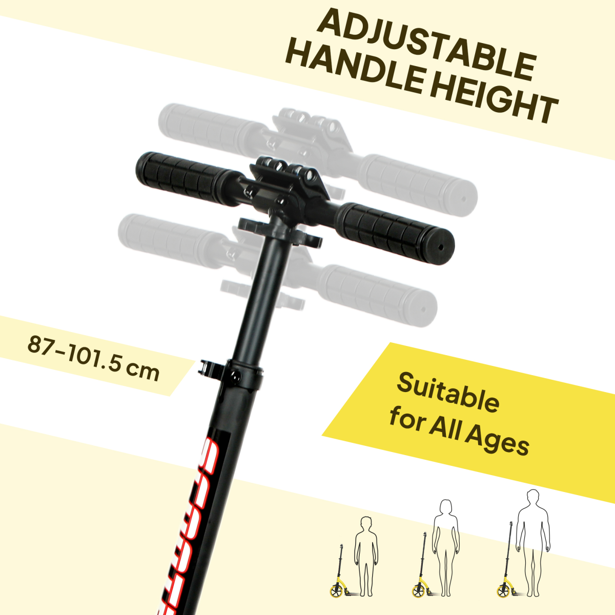 HOMCOM Teens Adult Kick Scooter Foldable Adjust Aluminium For 14 Yellow