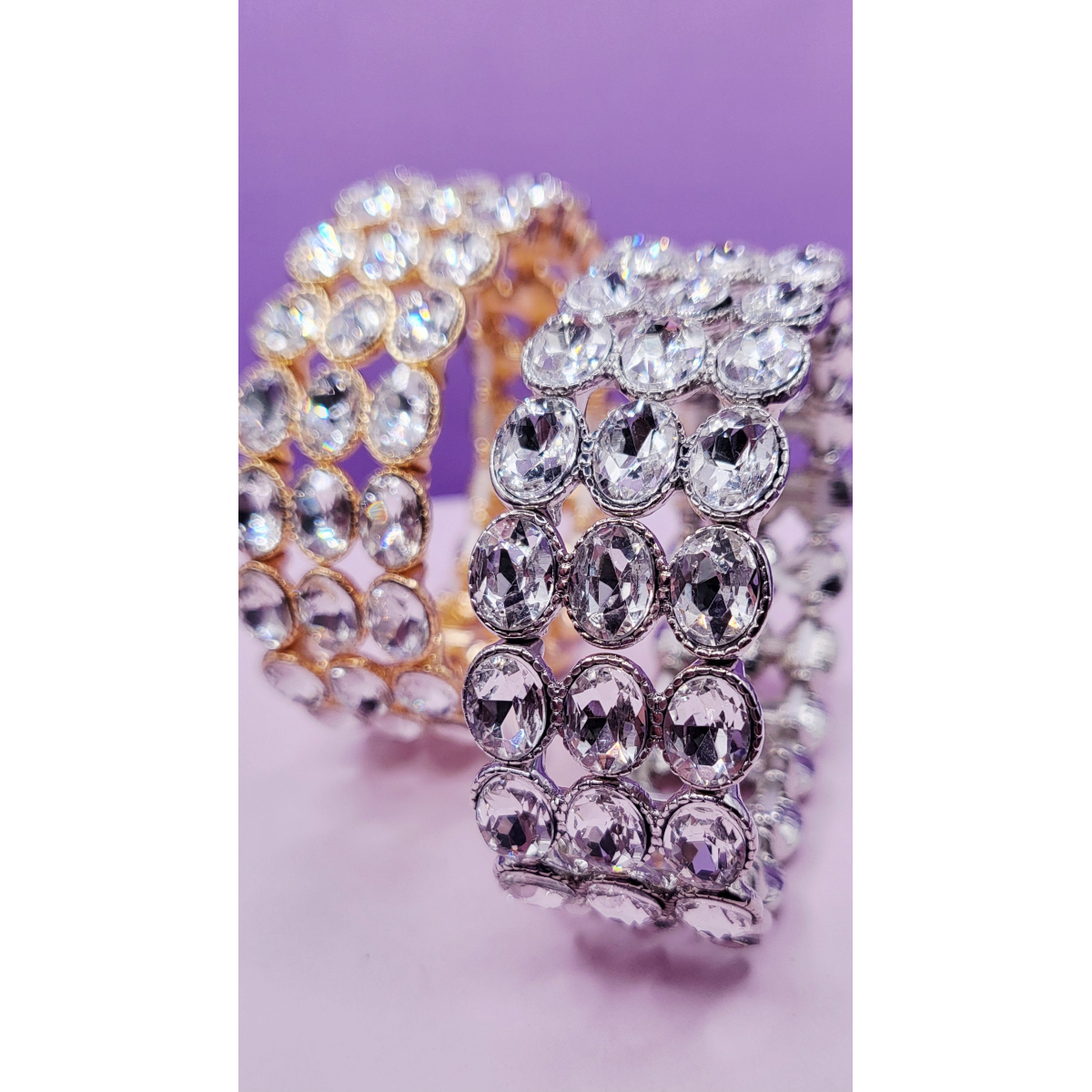 Oval Triple Row Crystal Bracelet