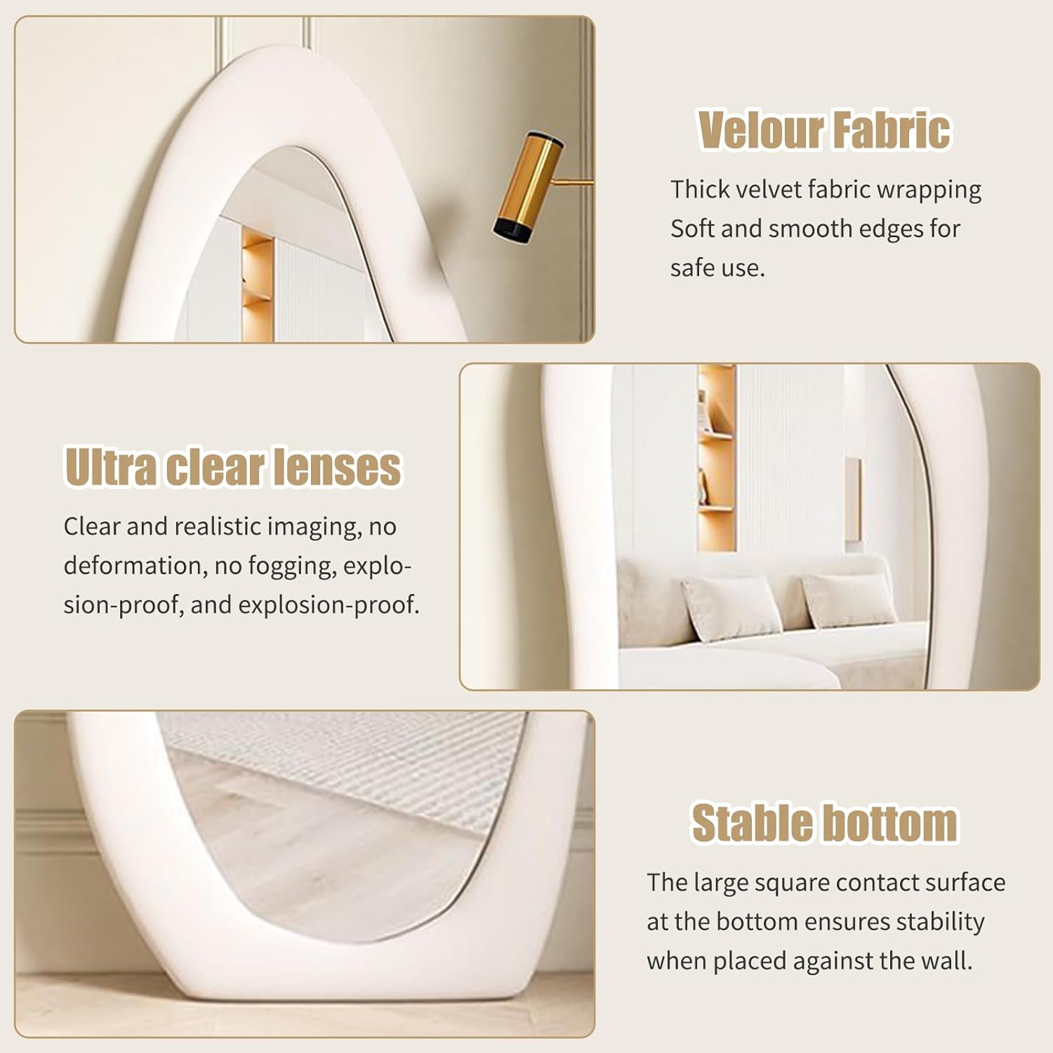 Asymmetrical Wavy Full Length Mirror 168x68cm Arch Floor Standing CEIEVER