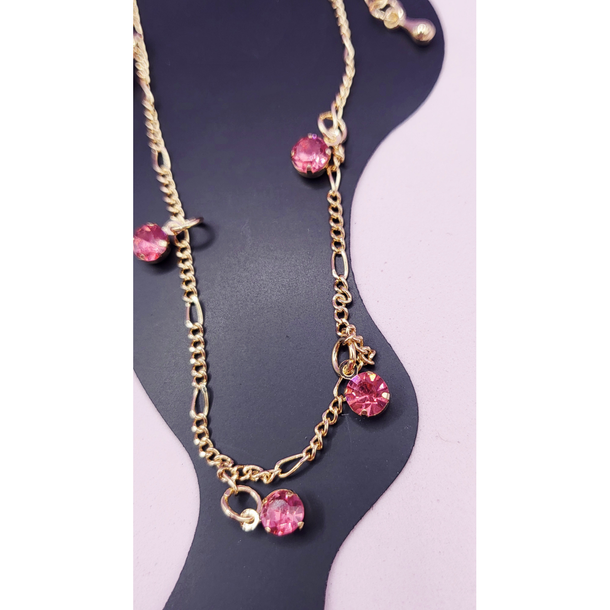 Pink Crystal Charm Anklet