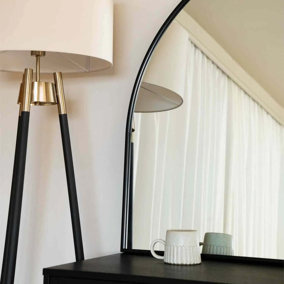 Akiko - Black Metal Arched Mirror - 95cm x 120cm