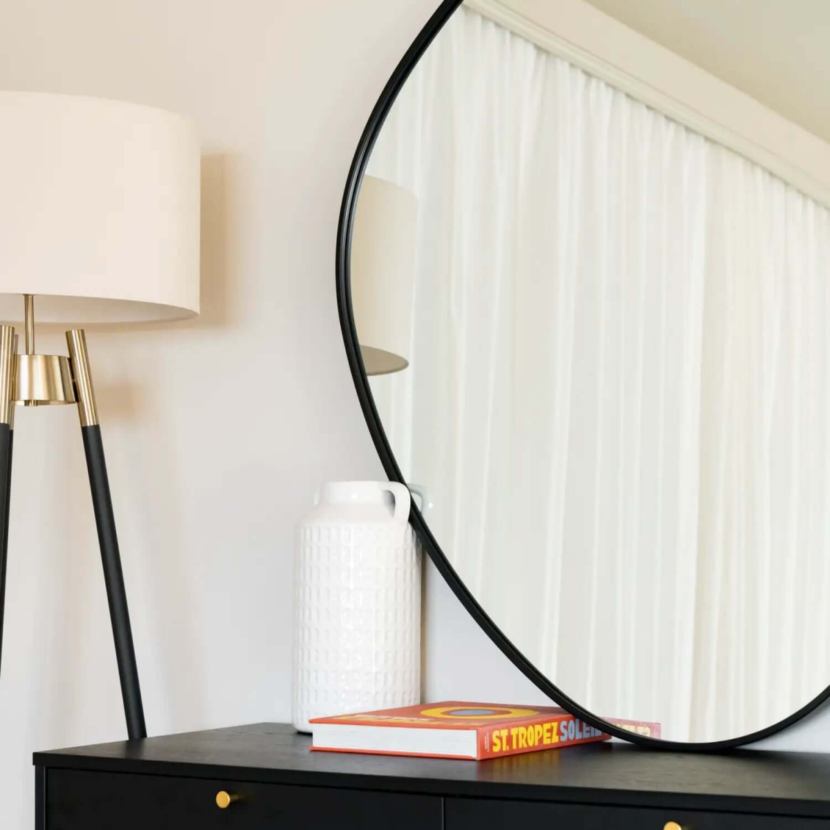 Izumi- Black Metal Irregular Pebble Mirror - 120cm x 90cm