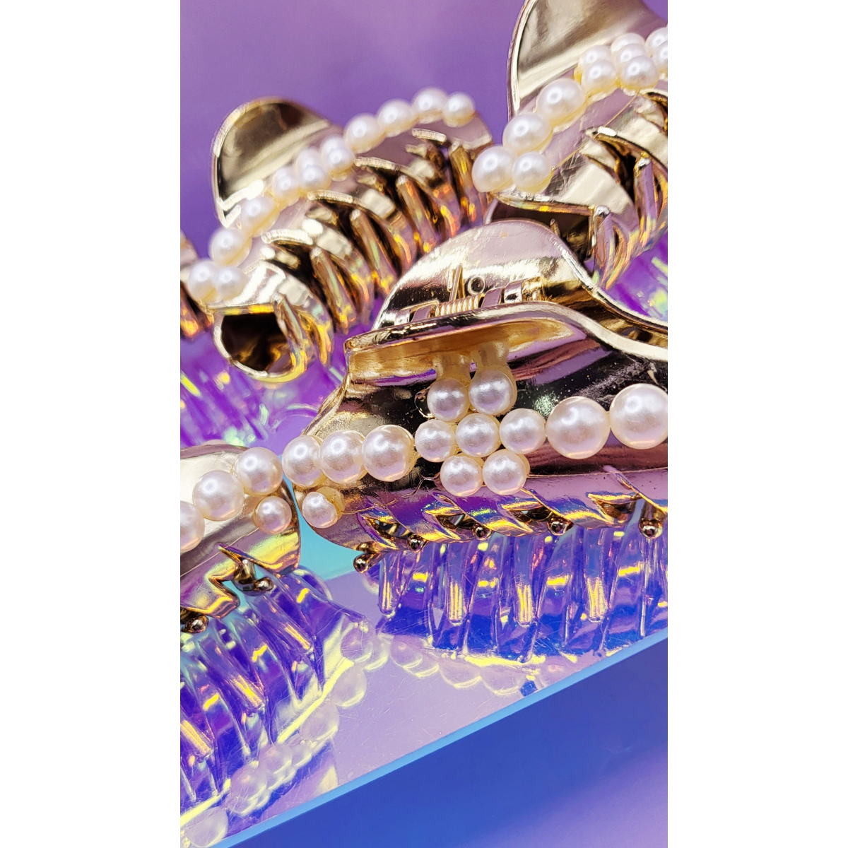 Shiny Gold Pearl Hair Clamps Pack of 12