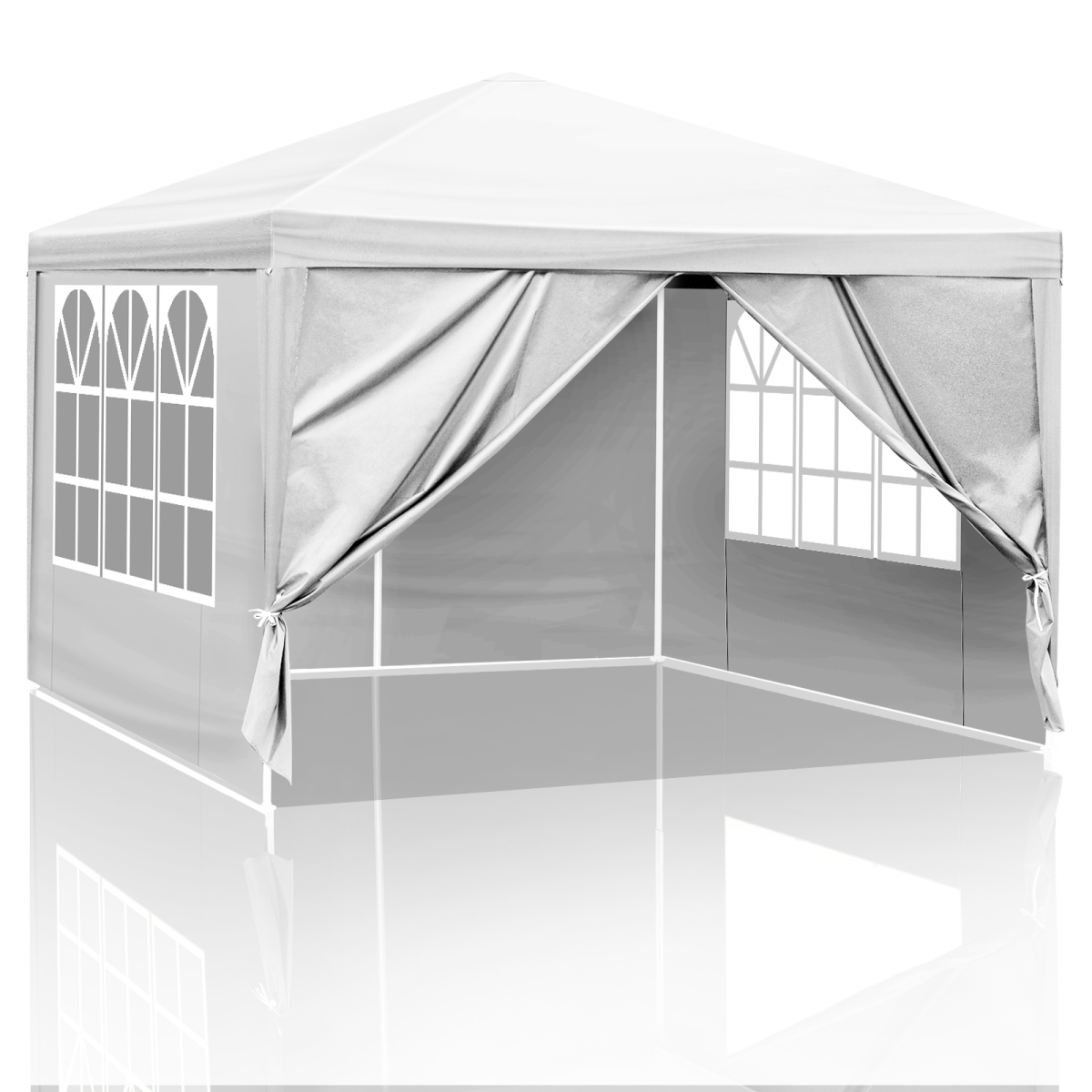 3 x 3m Four Sides Portable Home Use Waterproof Tent with Spiral Tubes White
