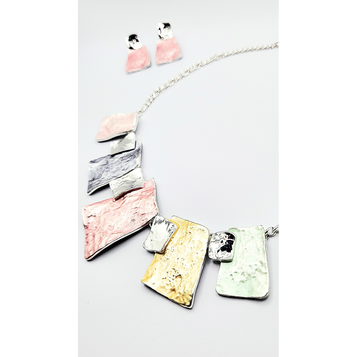 Abstract Squares Necklace & Earrings Set