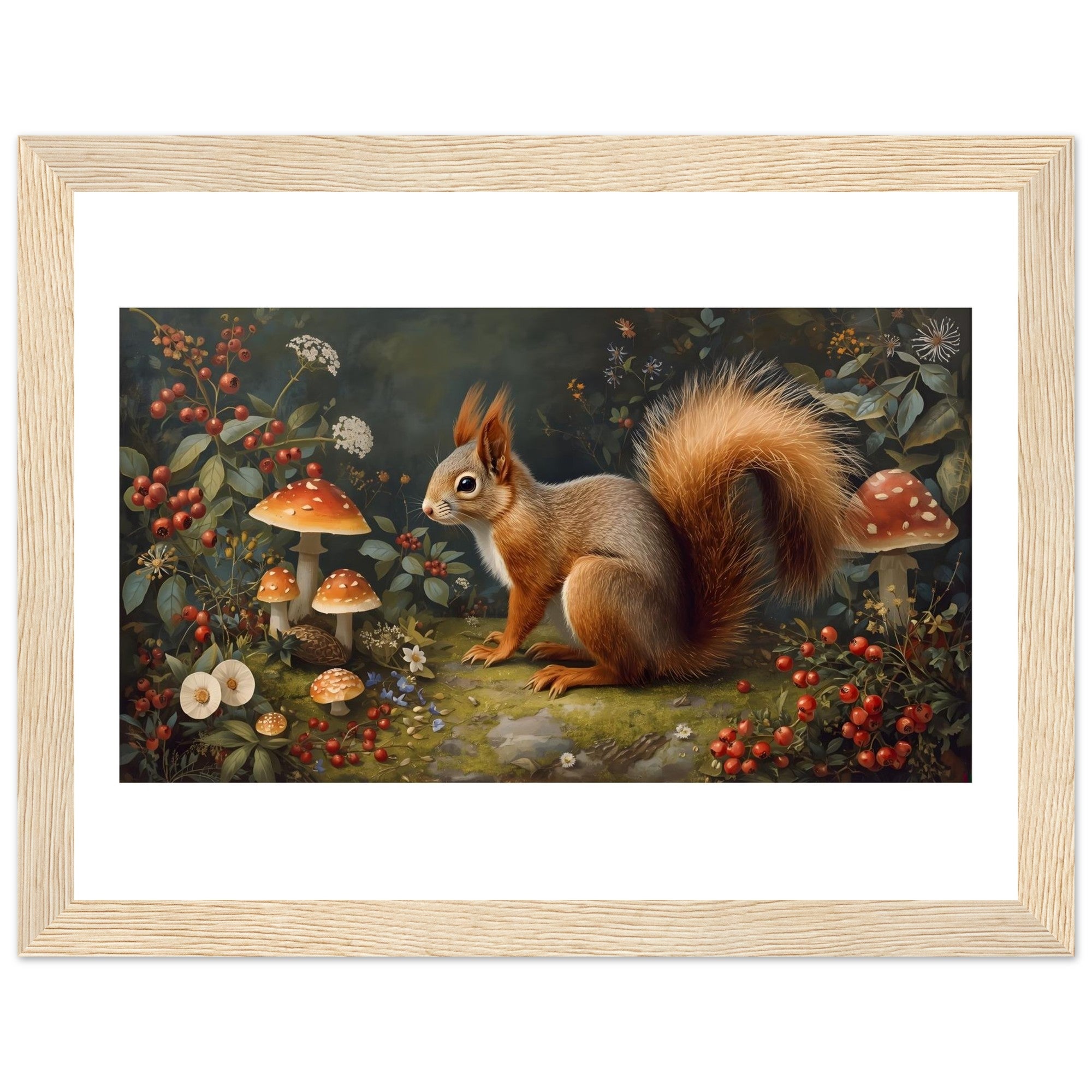 Woodland Squirrel Framed Print – Rustic Nature Wall Art