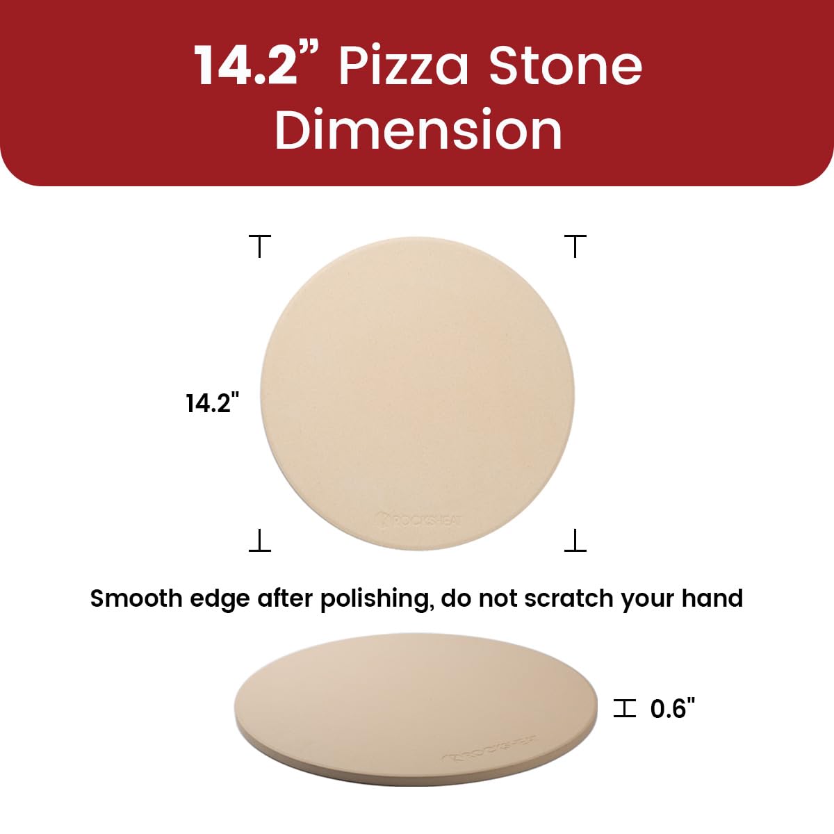 ROCKSHEAT 36 x 1.5 cm 14.2" Round Pizza Stone, Cordierite Pizza Stone for Oven Grill BBQ, Food Grade Baking Stone for Pizza and Bread, Outdoor Pizza