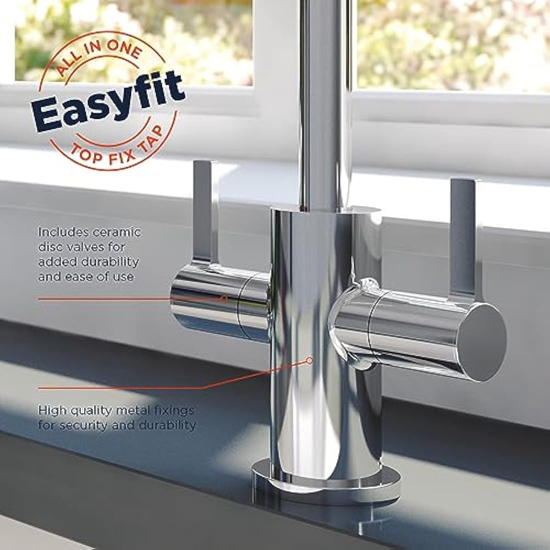Bristan CSH EFSNK C Cashew Easyfit Kitchen Sink Mixer Tap with Swivel Spout, Chrome