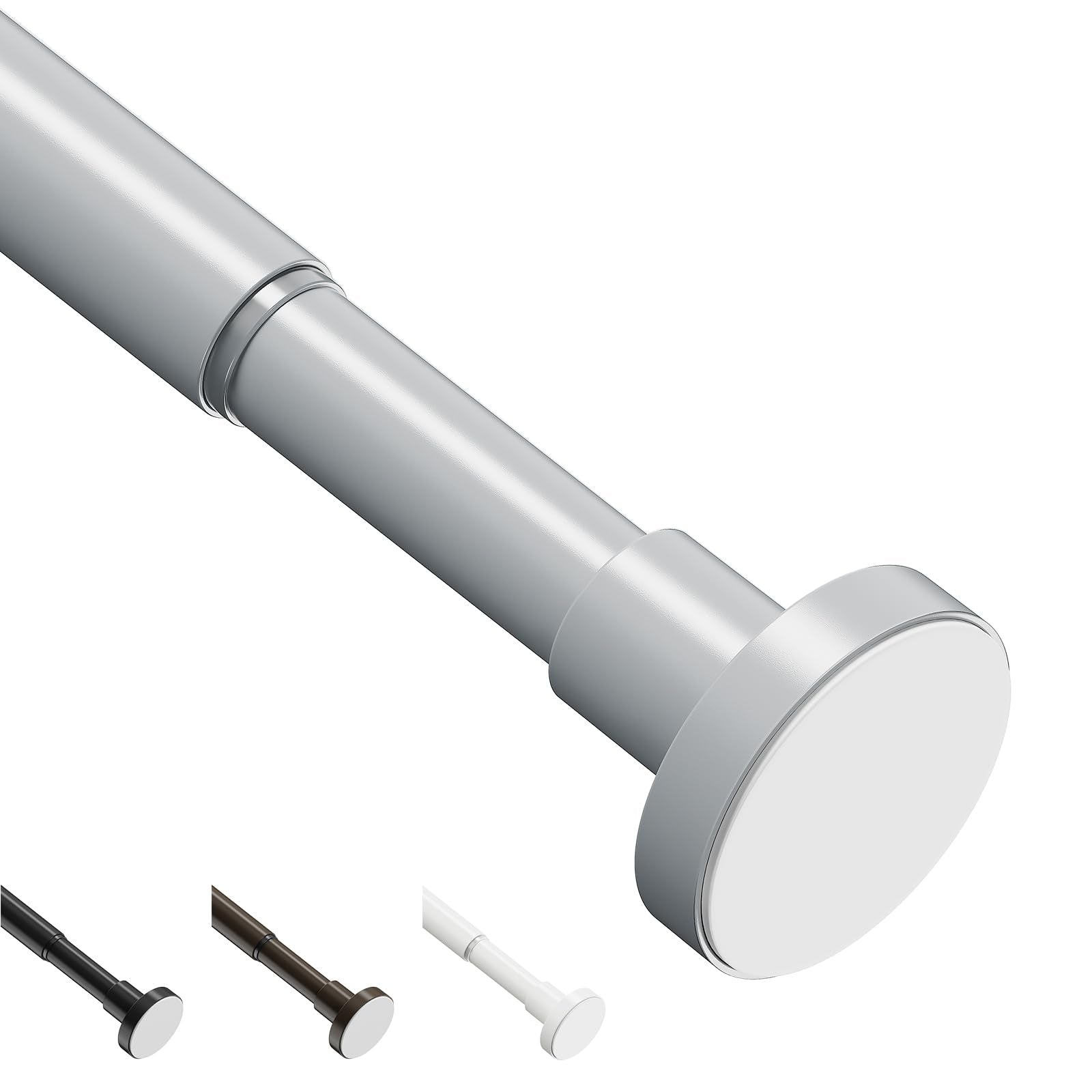 WELDUN Curtain Tension Rod Extendable, 48-190CM No Drill Telescopic Shower Curtains Rail, Adjustable Strong Spring Rod for Window Bathroom, Bedroom,