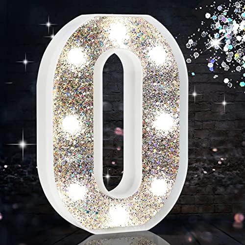 LED Marquee Letter Lights, Light Up Silver Letters for Bedroom Glitter Gifts for Teenage Girls Alphabet Letter Sign Battery Powered Night Light Birthday Party Wedding Home Decoration, Silver Letter O