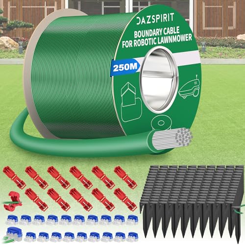 DazSpirit 250 m Boundary Cable + 150 Pegs + 20 Cable Connectors + 10 Connection Terminals for Robot Lawnmower, Garden Wire Accessory Set, Compatible