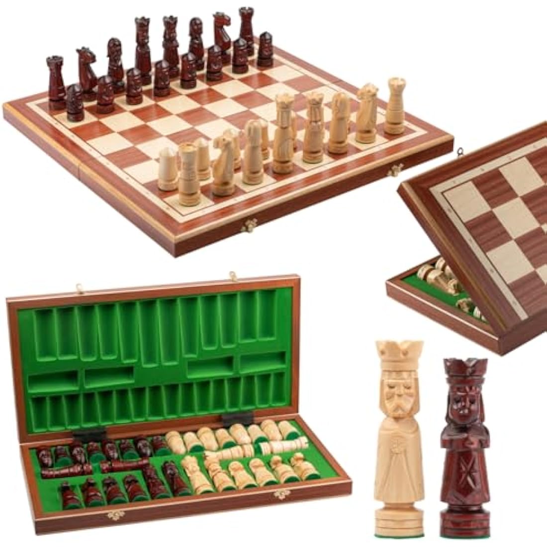 Master of Chess Wooden Chess Set with Pieces "CASTLE DELUXE XL" 56 cm / 22 in - Handmade Inlaid Large Foldable Chess Board Game for Adults and Kids