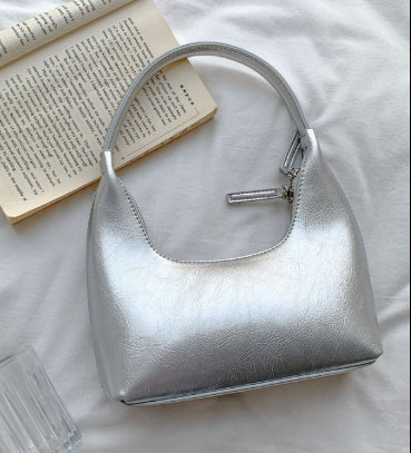 French Style Temperament Silver Hand Carrying Underarm Bag Women