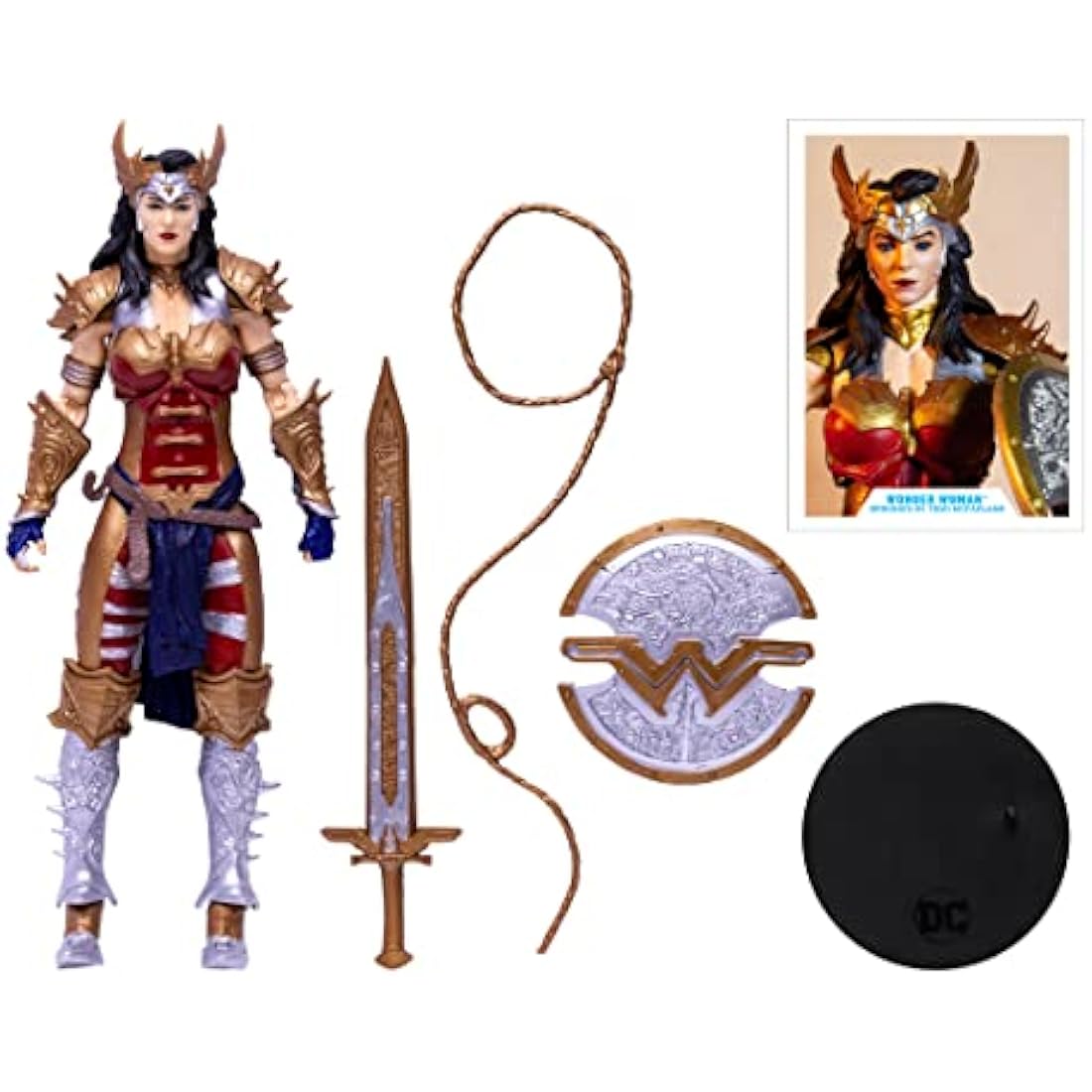 McFarlane Toys, DC Multiverse Wonder Woman Premium Gold Label 7-inch Action Figure with 22 Moving Parts, Collectible DC Figure with Unique Collector Character Card – Ages 12+