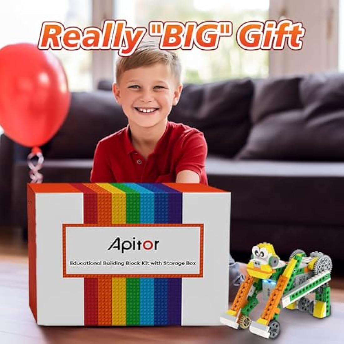 Apitor Robot Q Robot Building Kit - Includes Large Storage Organizer with Sorting Plate, 20-in-1 Programmable APP RC Robot/Car Robotics Coding Kit, STEM Birthday Gifts for Boys Girls Kids Aged 6-12