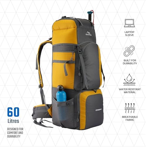 TRAWOC STONEX 60 Ltr Travel Backpack Trekking Rucksack bag for Men & Women Travel Bag Hiking Backback, HK001