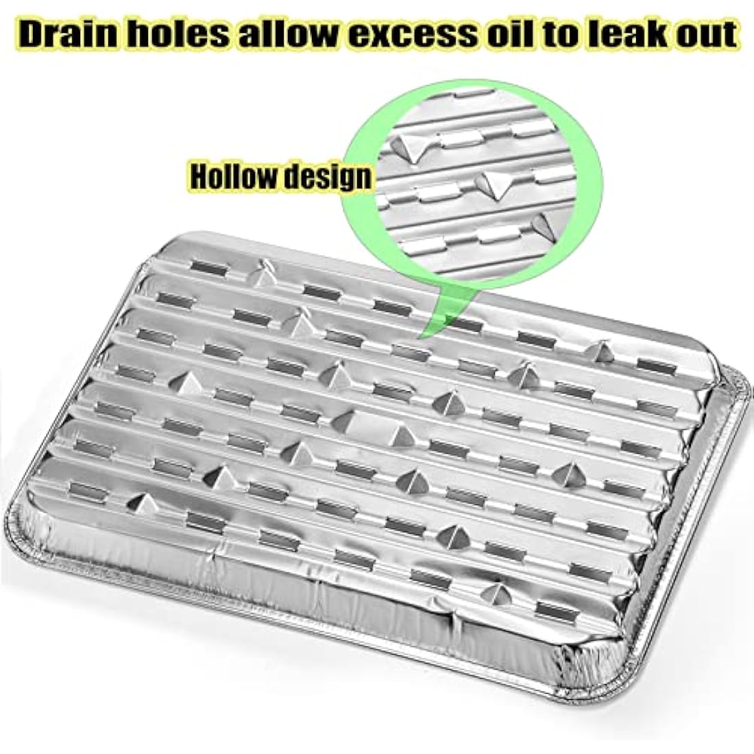 Yesland 30 Pack Disposable Barbecue Tray 34 x 23 x 2.8cm Aluminum Grill Containers Aluminum Foil Pans Barbecue Grilling Trays Baking Plate with Holes for BBQ Grilling Baking