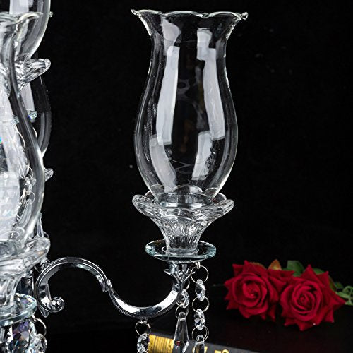 London Boutique Crystal Candelabra Tea Light Candle Holders 5 Arms Decorative with swarovski crystal elements Gift Present (5 Arms)