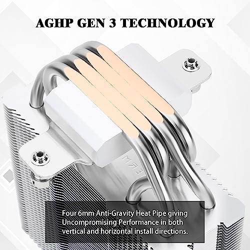 Thermalright Assassin X 120 SE White CPU Cooler, 4×6mm Heat Pipes, 120mm PWM Quiet Fan CPU Air Cooler With S-FDB Bearing, AGHP Technology, For AMD AM4 AM5/Intel 1700/1150/1151/1200(AX120SE WHITE)