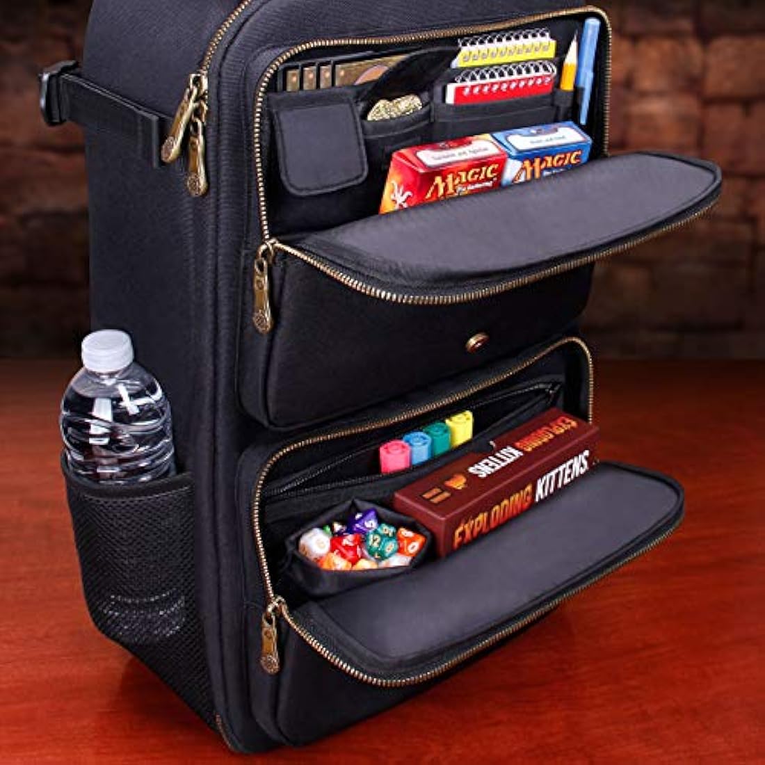 ENHANCE MTG Backpack TCG Card Storage - TCG Backpack for Deck Boxes, Sleeved Cards, Playmats, MTG Accessories - Customizable Card Organization Protected by Built-in Card Defender Screen (Black)