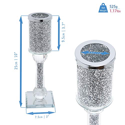 London Boutique Crystal Candle Holder Sparkle Crushed Diamond Filled Square base (1)