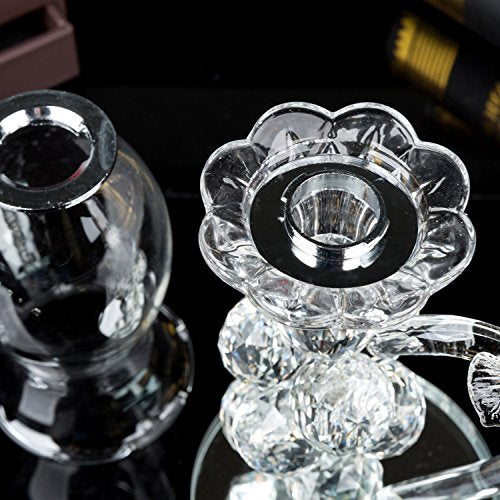 London Boutique Crystal Tea Light Candle Holders with Cover Decorative with Swarovski Crystal Elements Gift Present (Single)