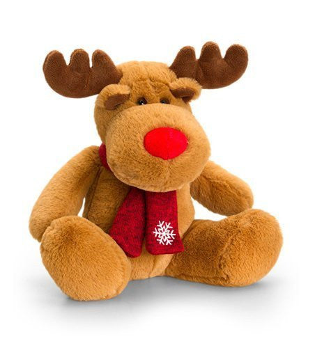 Keel Toys Deluxe 25cm Reindeer with Red Scarf