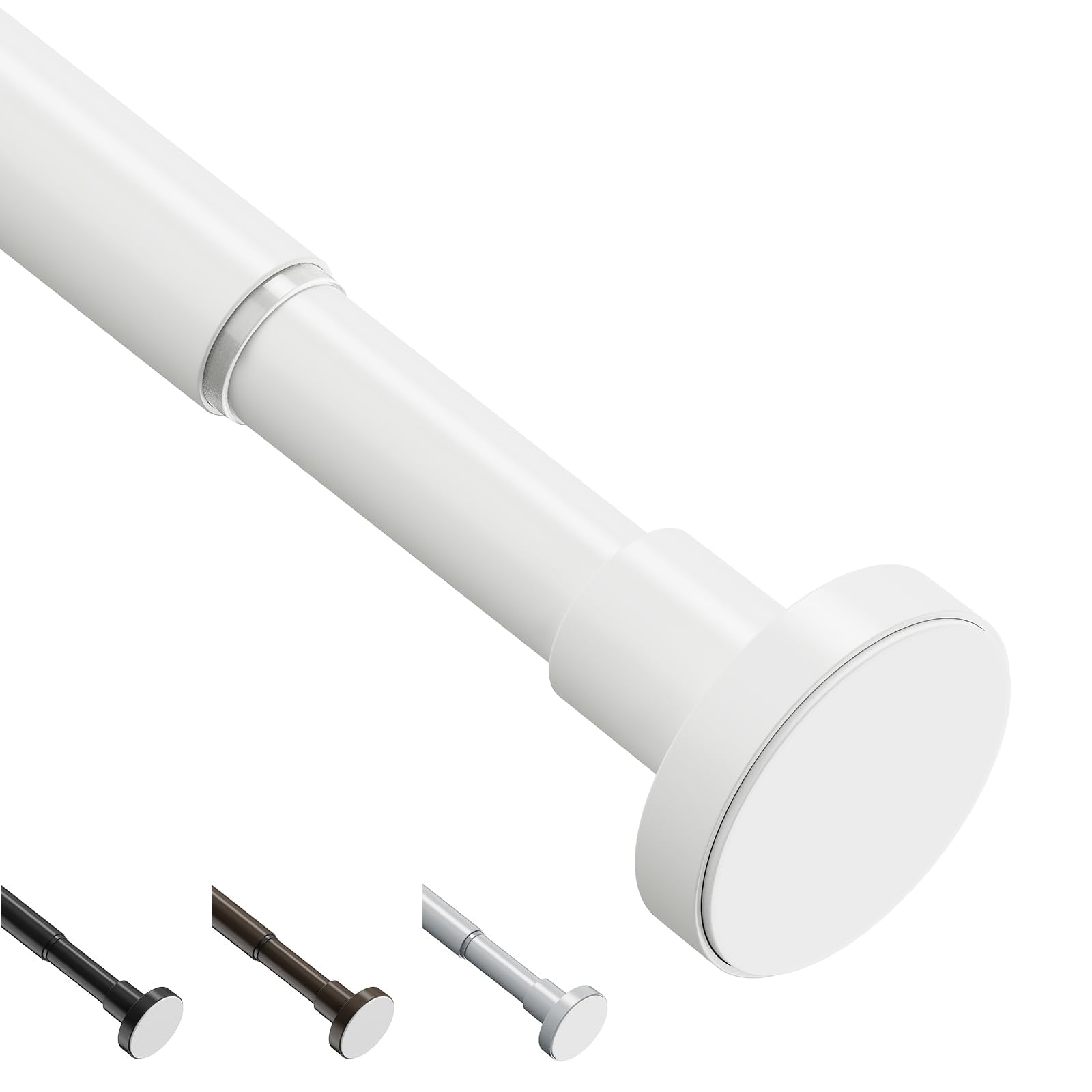 WELDUN Extendable Shower Curtain Rod, Curtain Tension Pole 48-82CM, No Drill Telescopic Curtain Pole, Adjustable Strong Shower Rail for Bathroom