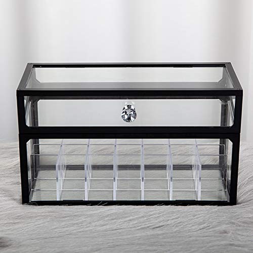 London Boutique Lipstick Organiser 21 Sections Lipstick Holder Storage with Lid Dustproof Extra High (Pine Green)
