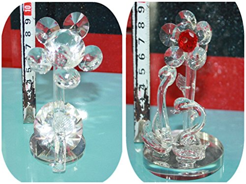 London Boutique Decorative Flower Double Twin Swan with swarovski crystal elements Gift Prsent (Flower)
