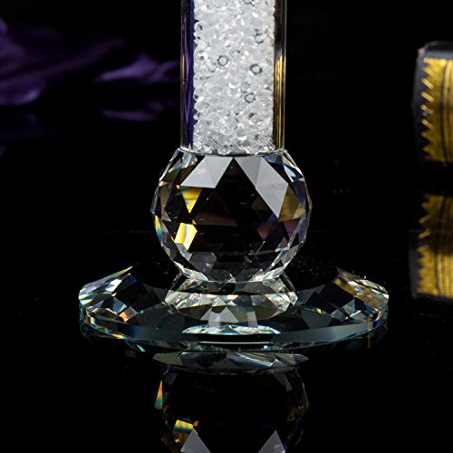 London Boutique Tea light Dinner Candle Holder Set 2 Crystal Lotus Flower Top Decorative Gift Present with swarovski crystal elements Gift Box