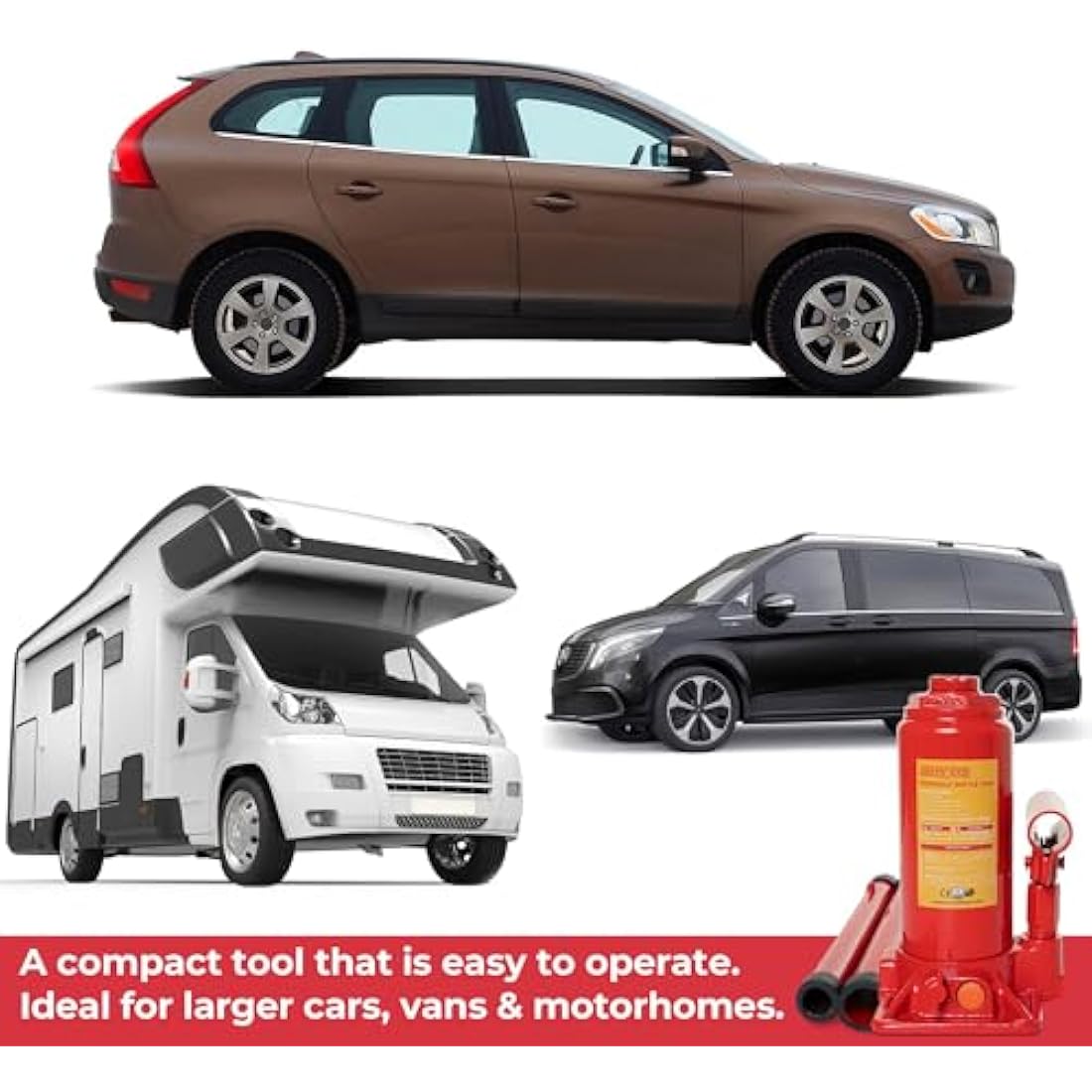 GADLANE Hydraulic Bottle Jack 2 Tonne - Powerful, Durable Alloy Steel Hydraulic Jack with 2 Tonnes Lifting Capacity (2000kg), Safety Overload Valve & Quick-Fit Handle - For Small Cars/Vans - 2 Tonne