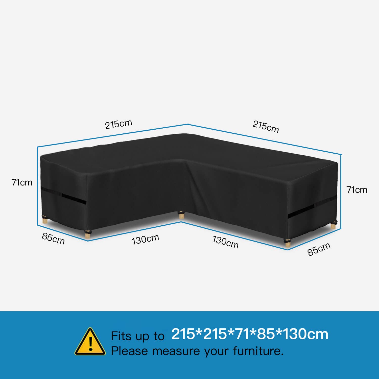 AWNIC garden l shaped sofa cover, rattan corner furniture covers waterproof outdoor l shape dining set covers uv resistant 215 x 215 x 71 cm