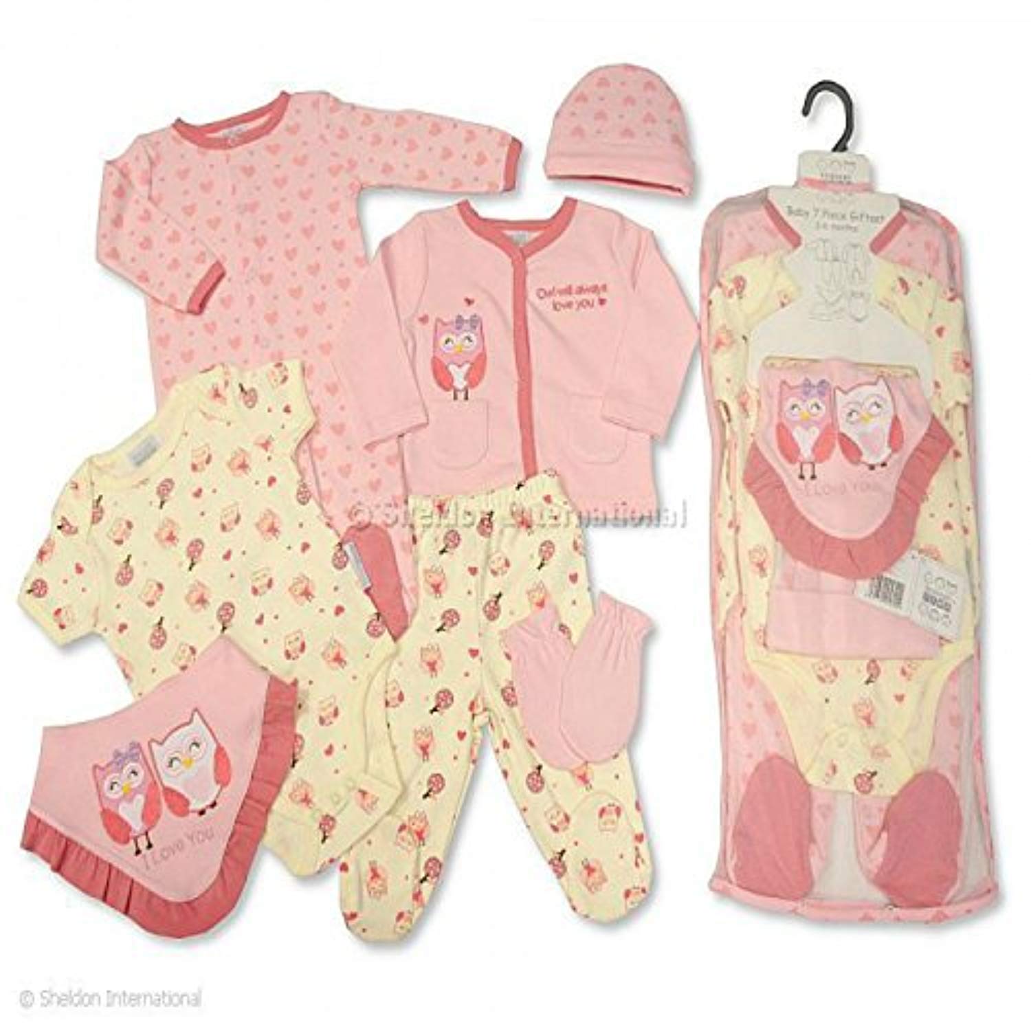 Baby Gift Set for Boy or Girl - 7 Piece Layette in a Mesh Bag - Nursery Time Little Digger, Newborn