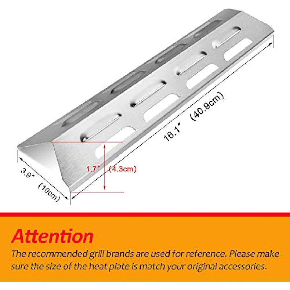 GFTIME 41CM Heat Plate Heat Shield Replacement for Blooma, Outback Spectrum 2 & 3 Burner, Hunter, Trooper, Saracen, Sapphire, Saturn 4 Burner, Uniflame, Ultra Chef, 4 Pack