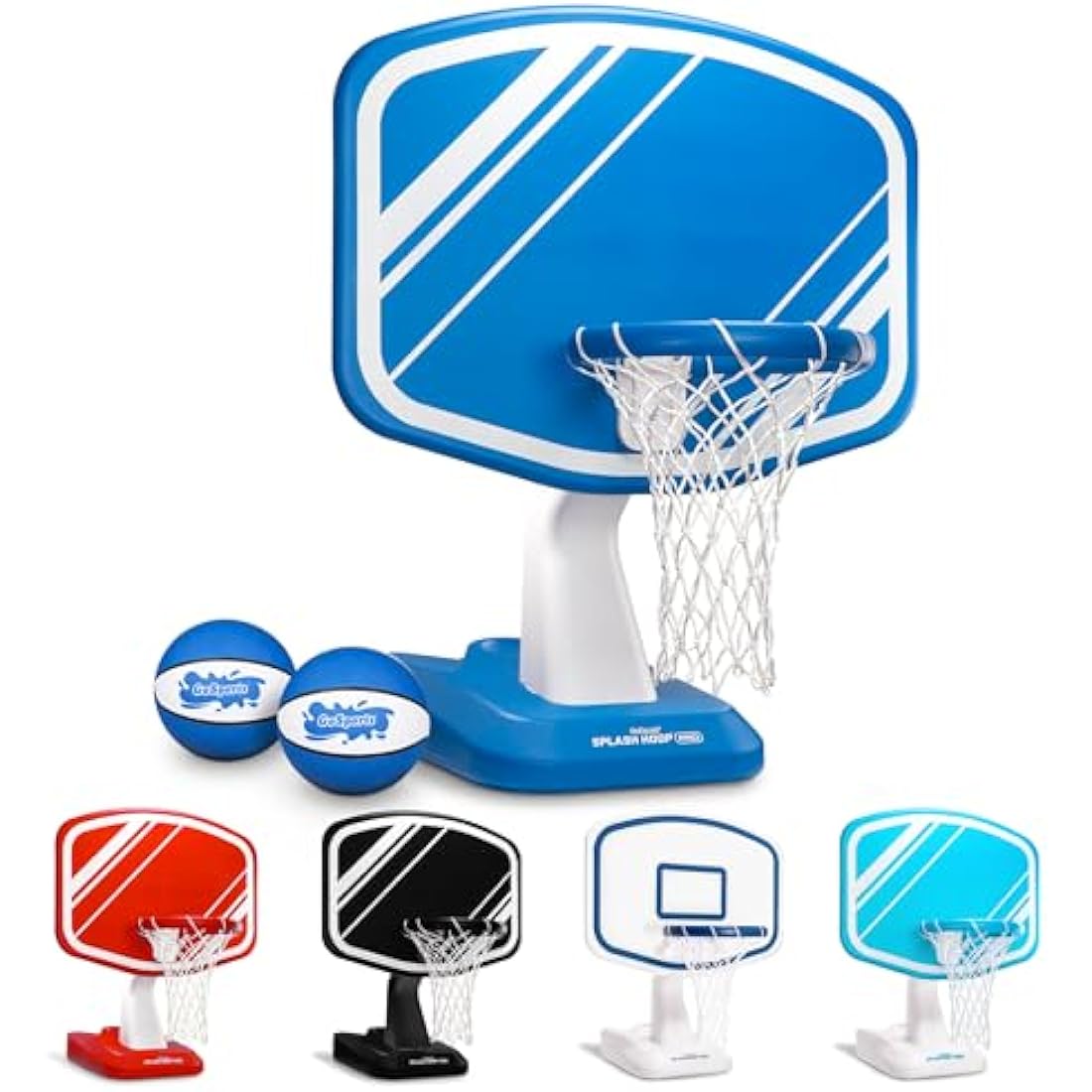 GoSports Splash Hoop PRO Swimming Pool Basketball Game, Includes Poolside Water Basketball Hoop, 2 Balls and Pump