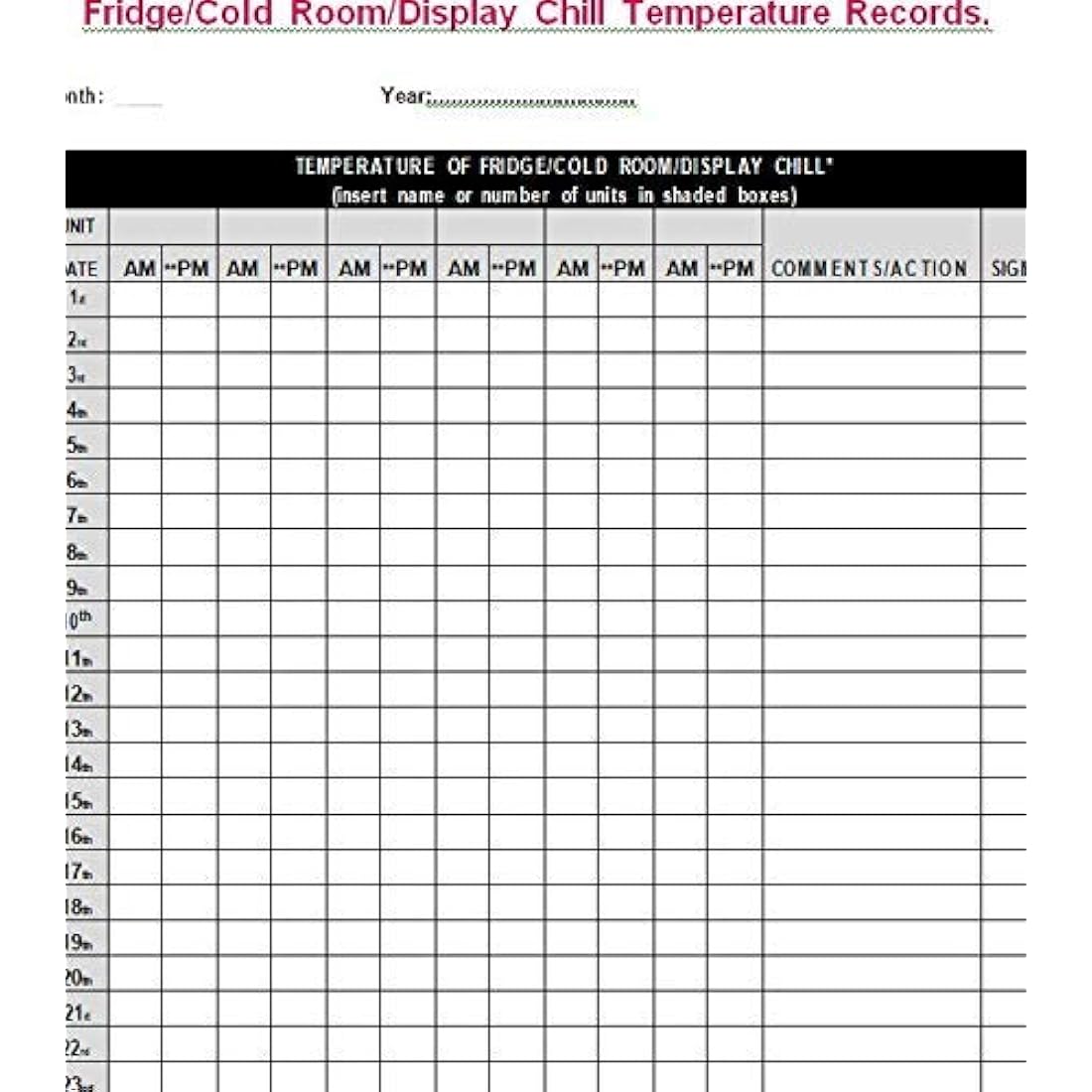 Safer Food Better Business for Caterers SFBB 24 Month Diary + 24 Month Fridge/Freezer Checklist Hole Punched