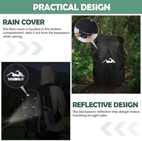 NUBILY Hiking Backpack 50L Waterproof Camping Backpack with Large Shoes Compartment and Wet Pocket Rucksack for Men Women Camping Backpack Lightweight Travel Backpack for Outdoor Sports