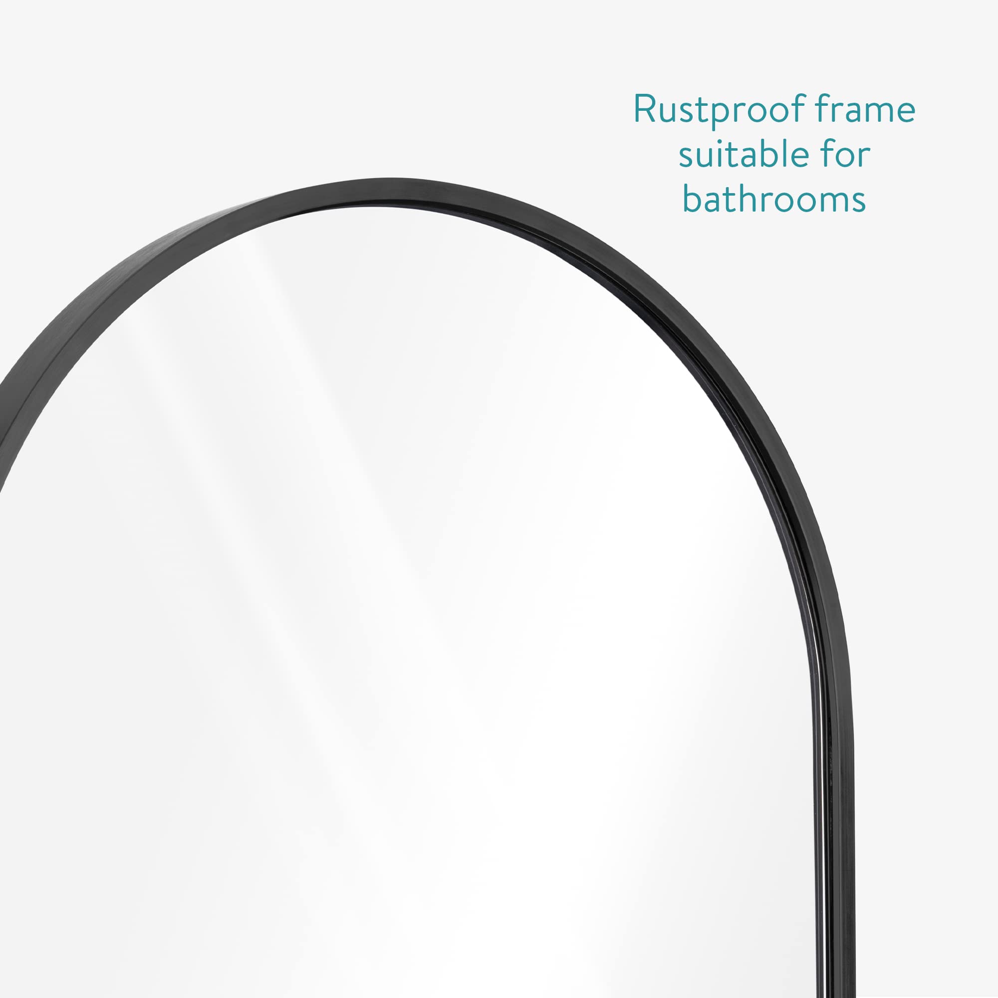 Navaris Oval Wall Mirror - 75 x 38 x 3 cm - Wall Mounted Hanging Mirror with Black Rustproof Aluminium Frame - Mirror for Bathroom Bedroom Hallway